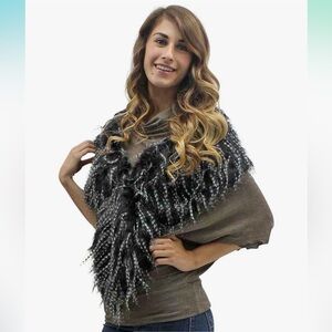 Luxurious Faux Fur Long Shawl/Wrap Brown One Size